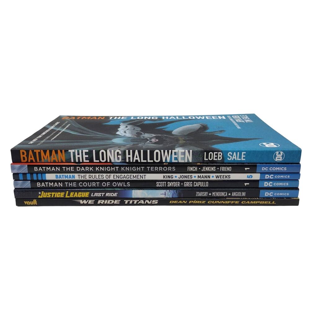 6 TPB Lot Batman Long Halloween Dark Knight Court of Owls Justice League Titans